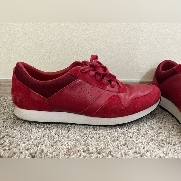 UGG Trigo Sneaker Shoes Men’s Red Leather Suede Size 13 Energ Comfort Canvas Run - Picture 2 of 10